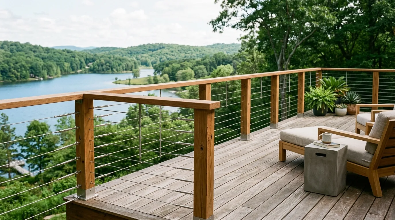 Mixed Wood and Black Frame Railing